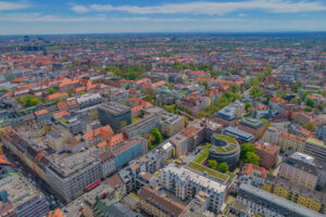 Luftbild von der Münchner Innenstadt, Klinikviertel